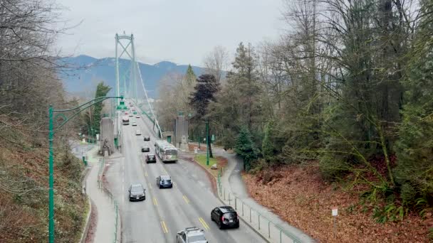 Vancouver Canada January 2022 View Busy Lions Gate Bridge Which — Stock videók