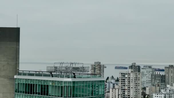 Vancouver Canadá Março 2022 Trabalhadores Construção Civil Preparando Para Janelas — Vídeo de Stock