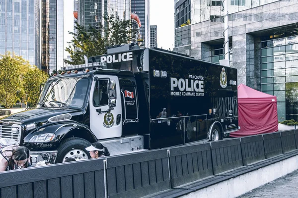 Vancouver, Canada - July 1,2022: View of Vancouver Police Mobile Command Centre on Canada Day