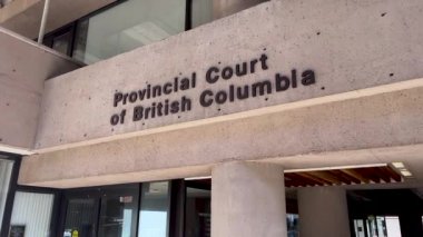 Vancouver, Canada - July 1, 2020: Sign of Provincial Court of British Columbia in Downtown Vancouver