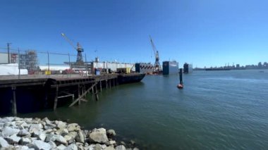 North Vancouver, Canada - July 12,2022: View of Port of Vancouver on sunny day