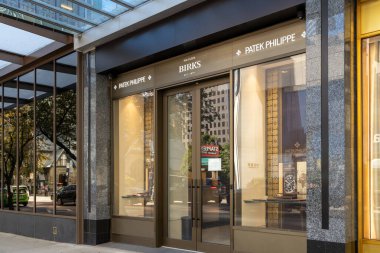 Vancouver, Kanada - 25 Eylül 2022: Wesr Georgia Caddesi 'ndeki Birks Store' un girişi