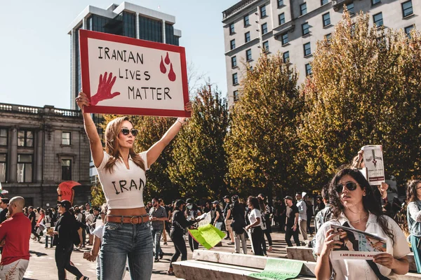 Vancouver Canada September 2022 Huge Rally Support Iranian Protests Front — Stock Photo, Image