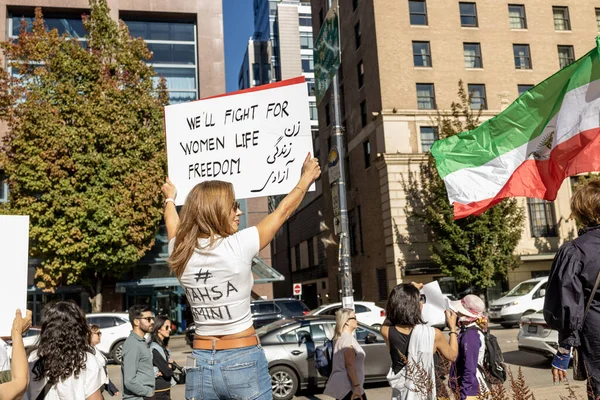 Vancouver Canada September 2022 Huge Rally Support Iranian Protests Front — Stock Photo, Image