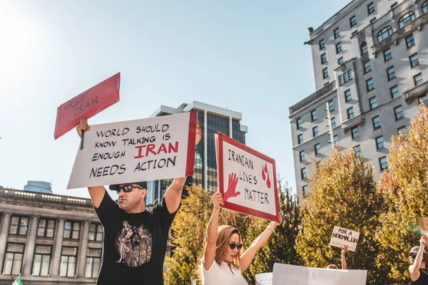 Vancouver Canada September 2022 Enorme Rally Ter Ondersteuning Van Iraanse — Stockfoto