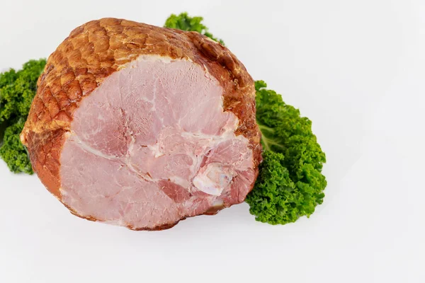 Schweinefleisch Scheiben Geschnitten Mit Kräutern Auf Weißem Hintergrund — Stockfoto