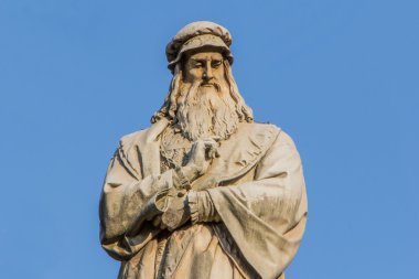 Statue of Leonardo da Vinci in Milan clipart