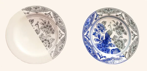 Traditional Delft blue plates — Stock Image Traditional Delft blue plates Stock Picture