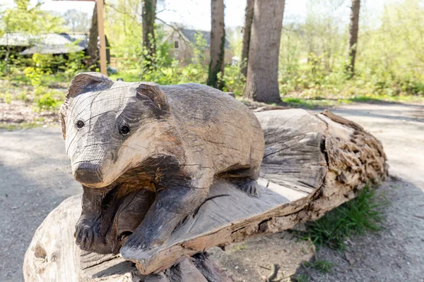 Wooden sculpture of beaver animal — Stock Photo, Image