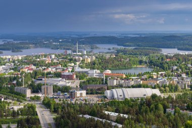Kuopio şehrinin Kuopio kulesinden ve Finlandiya 'daki kamuflajlardan görüntüler
