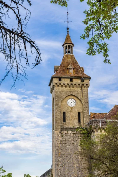 Kerk Top Van Klif Dorp Rocamadour Zuid Centraal Frankrijk — Stockfoto