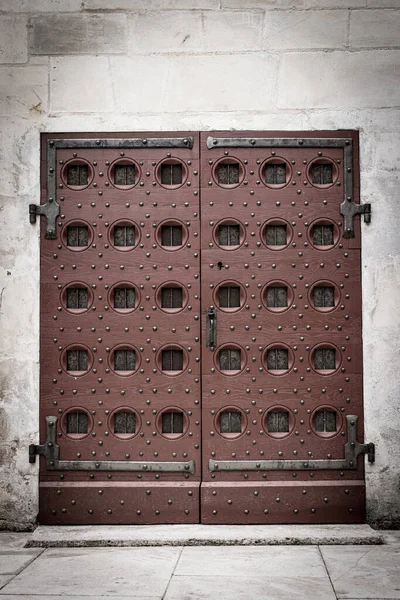 Background Brown Solid Medieval Door — Zdjęcie stockowe