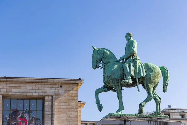 Брюссель Бельгия Марта 2022 Года Памятник Королю Бельгии Альберту Лошади — стоковое фото