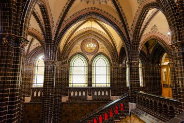 Lubeck, Germany - July 30, 2022: Beautiful renaissance Interior of city hall in Lubeck in Schleswig-Holstein in northern Germany