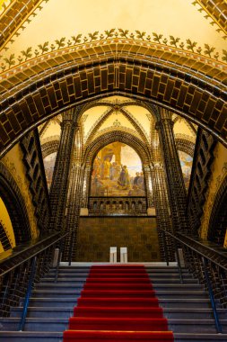 Lubeck, Germany - July 30, 2022: Beautiful renaissance Interior of city hall in Lubeck in Schleswig-Holstein in northern Germany