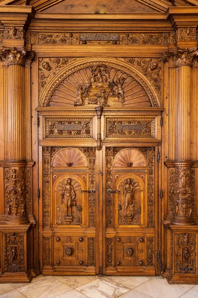 Lubeck, Germany - July 30, 2022: Beautiful renaissance Interior of city hall in Lubeck in Schleswig-Holstein in northern Germany