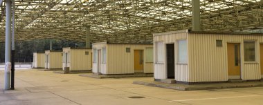 Helmstedt -Marienborn Germany, August 4, 2022: Memorial and museum German division Helmstedt -Marienborn highway to Berlin former border crossing inner-German border East and West Germany.