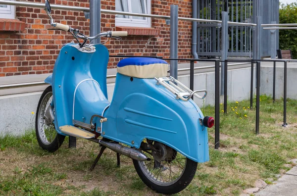 Retro Light Blue Scooter Simson Schwalbe Moped — Stock Photo, Image