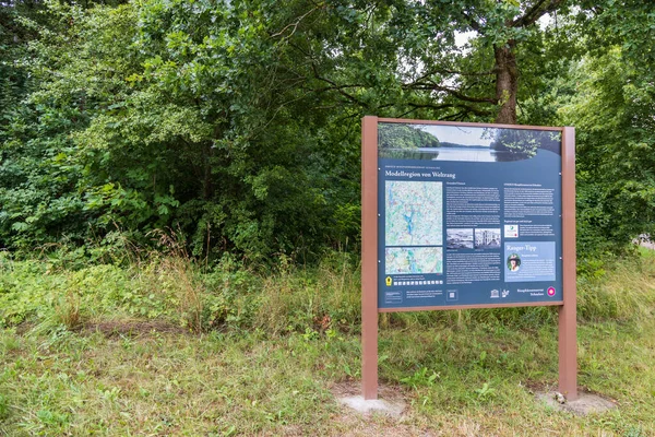 Zarrentin am Schaalsee, Germany- August 1, 2022: Information sign along the Border road former internal border West and East Germany in biosphere nature park Schaalsee