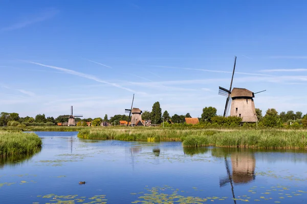Row Traditional Windmill Molenkade Hoornse Vaart North Holland Netherlands — Stock Photo, Image