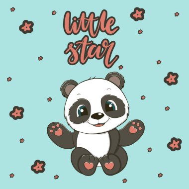 Küçük panda çizgi film küçük yıldız pankartı