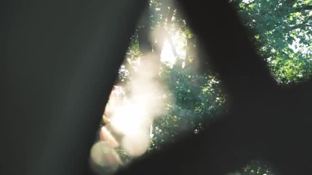 ガゼボの木のメッシュに接続されているウィッカークモの巣 — ストック動画