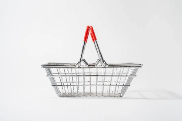 Shopping Cart Raised Handles White Isolated Background Customer Shopper Convenience — Fotografia de Stock