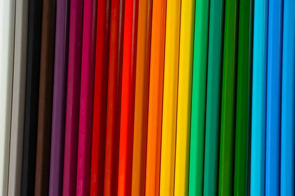 Fondo Del Arco Iris Rayas Colores Lápices Brillantes Colores — Foto de Stock