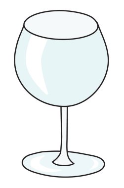 Cin balonlu kokteyl bardağı. El çizimi karikatür stili cin renkli vektör çizimi. Parti kartı, davetiyeler, posterler, bar menüsü veya alkol tarifi için