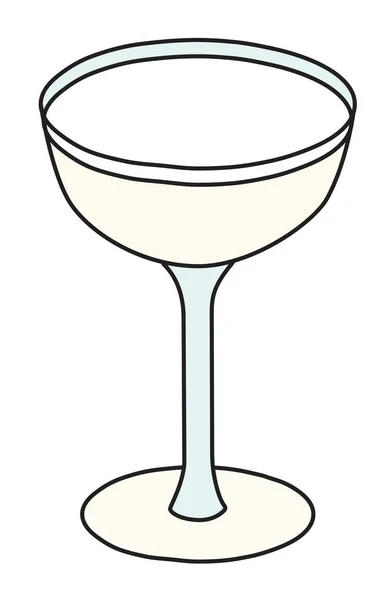 Coquetel oficial clássico White Lady em uma taça de copa, A categoria inesquecível. Bebida alcoólica à base de glúten. Elegante doodle desenho animado ilustração vetorial. Bom para cartões, cartazes, decoração de menu — Vetor de Stock