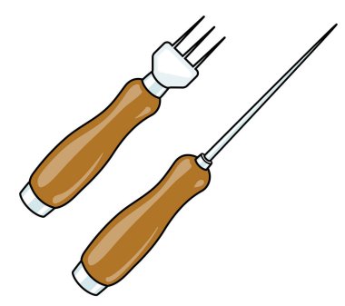 Buz kıracağı ve restoran mutfak aksesuarı. El çizimi karikatür tarzı vektör görüntüsü. Restoran barı tasarımı, kokteyl yemek yapma süreci çizimi, yemek kitabı dekorasyonu.