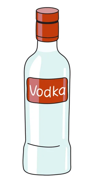 Şişedeki klasik Rus votkası. Doodle çizgi film hipster stili vektör çizimi beyaz arkaplanda izole edildi. Parti kartı, poster, bar menüsü ya da alkol tarifi için iyidir.