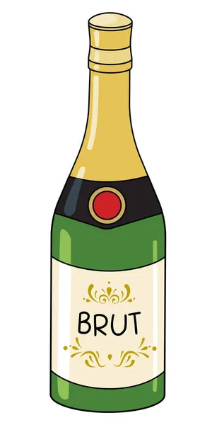 Ігристе шампанське Просекко Кавове вино в пляшці. Мультяшний стиль хіпстера Doodle Векторні ілюстрації ізольовані на білому тлі. Добре підходить для вечірньої картки, плакатів, барного меню або рецепта книги з алкоголем — стоковий вектор