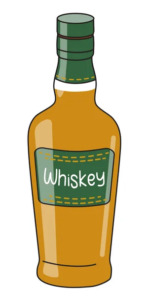 Whiskey clássico numa garrafa. Doodle desenho animado estilo hipster ilustração vetorial isolado no fundo branco. Bom para cartão de festa, cartazes, menu de bar ou receita de livro de cozinha de álcool —  Vetores de Stock