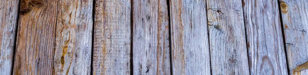 Vieux bois gris planche bois panneau horizontal bannière format arrière-plan. — Photo