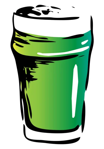 Copo Cerveja Cerveja Cerveja Nónica Ilustração Gráfica Estilo Tinta Desenhada —  Vetores de Stock