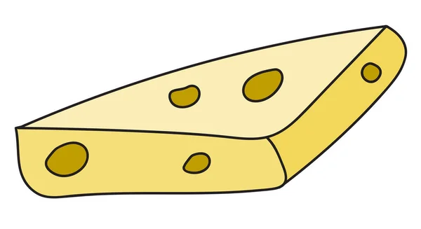 Doodle style dessin animé jaune gouda cheddar maasdam fromage avec des trous. Bar restaurant menu annonces, affiche, carte, marché fermier décor alimentaire, conception de site Web ou autocollants — Image vectorielle