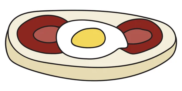 Doodle desenho animado bruschetta lanche com tomate e ovo. Bar restaurante menu anúncios, cartão, agricultores mercado de decoração de alimentos, design do site — Vetor de Stock