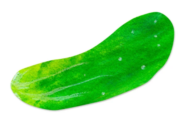 Мальований вручну акварельний зелений огірок. Яскрава ілюстрація в стилі дитячого садочка, корисна для ринку фермерів, дизайну супермаркетів, наклейок або листівок — стокове фото