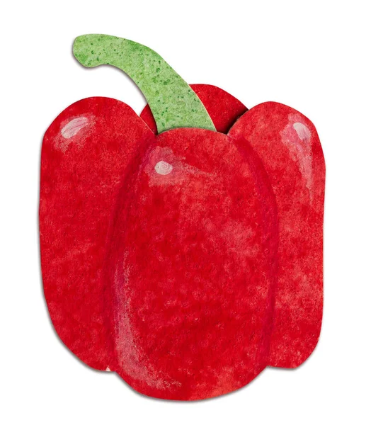 Вручную нарисованный акварелью красный перец. Яркие милые Kawaii kidcore стиль иллюстрации, хорошо для фермерского рынка, дизайн продуктов супермаркета, наклейки или открытки. — стоковое фото