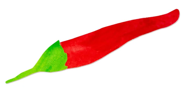 Pimenta Vermelha Corte Papel Aquarela Desenhada Mão Brilhante Bonito Kawaii — Fotografia de Stock