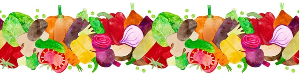 Hand Drawn Watercolor Vegetables Seamless Line Border Ornament Ingredients Carrot — Stockfoto