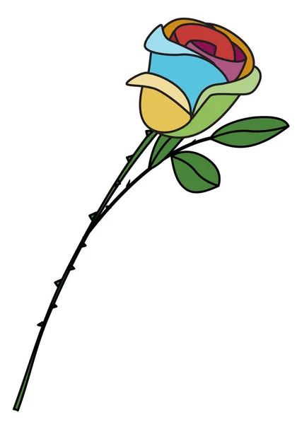 Rainbow Lgbt Flag Pride Colors Rose Flower Cute Romantic Valentines — Stockvektor