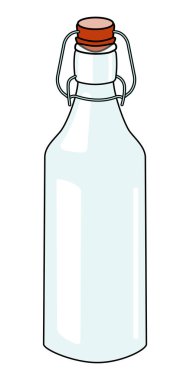 Swing top bottle with stopper. Stylish hand-drawn doodle cartoon style gin colored vector illustration