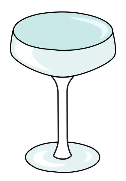 Coupe Sparkling Wine Cocktail Glass Stylish Hand Drawn Doodle Cartoon — Vetor de Stock