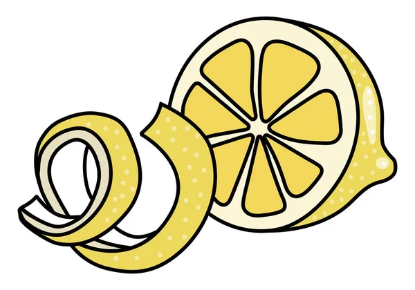 Жовті Лимонні Цитрусові Плоди Цедра Перекручують Каракулевий Мультяшний Стиль Векторні — стоковий вектор