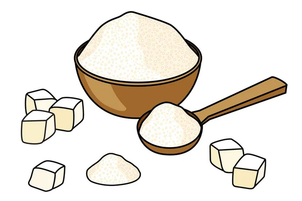 Doodle Cartoon White Sugar Composition Menu Farmers Market Design Cookbook — Vettoriale Stock