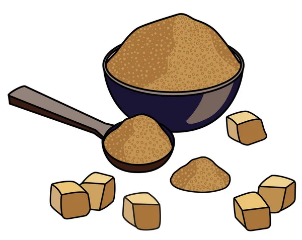 Doodle Cartoon Brown Cane Sugar Composition Menu Farmers Market Design — Vector de stock