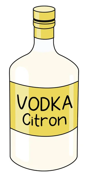 Vodka Citron Lemon Flavored Alcohol Drink Bottle Doodle Cartoon Hipster — стоковий вектор
