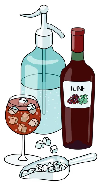 Stylish Hand Drawn Doodle Cartoon Style German Weinschorle Red Wine — Stockvektor
